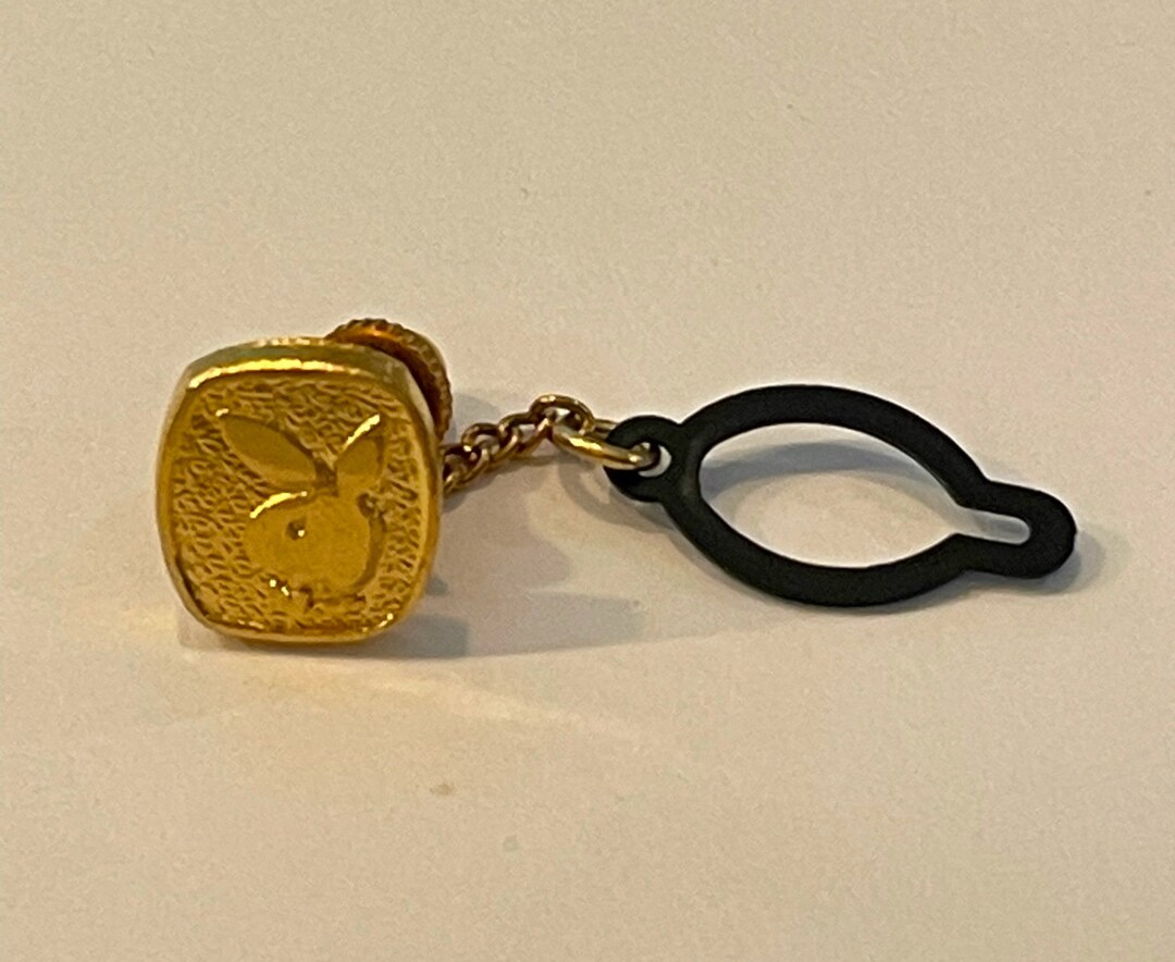 Vintage Gold Playboy Bunny Tie Tack, Gold Tie Tack Chain, Playboy Bunny Gift, Formal Event