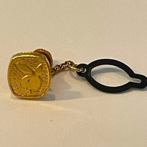 Vintage Gold Playboy Bunny Tie Tack, Gold Tie Tack Chain, Playboy Bunny Gift, Formal Event Wedding Mens Jewelry