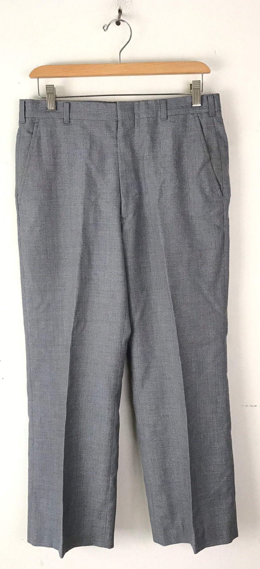 Vintage Gray Micro Plaid Dress Pants Mens Size 30 Waist Gray - Etsy