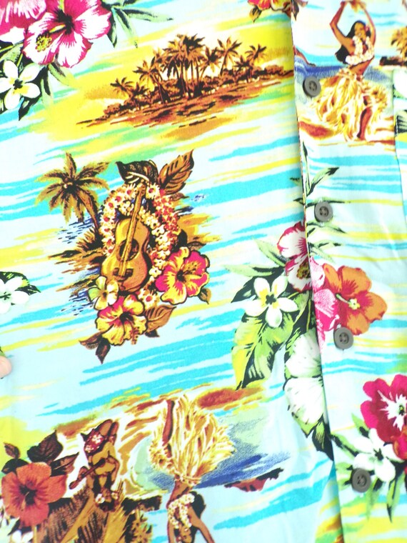 Vintage Mens Hawaiian  Hula Girl Shirt, 1990s Bri… - image 4