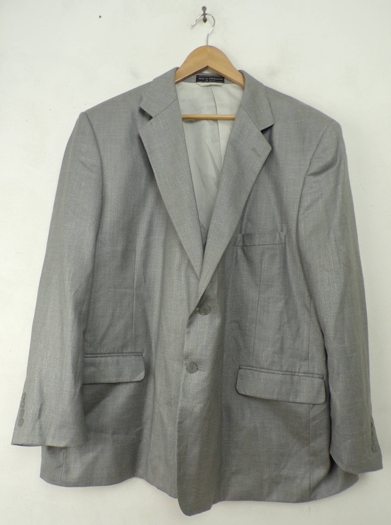 Vintage Mens Gray Blazer, 1980s  Light Gray Size … - image 2
