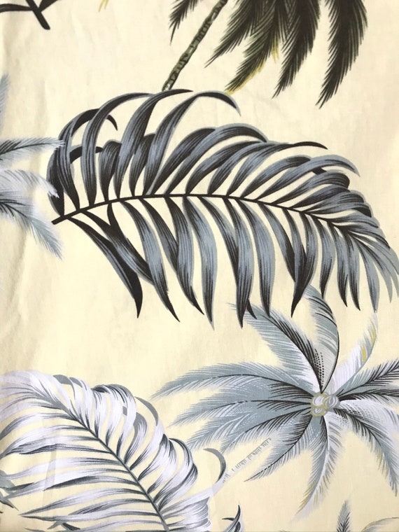 80s Yellow & Green Palm Tree Leaf Print Hawaiian … - image 4