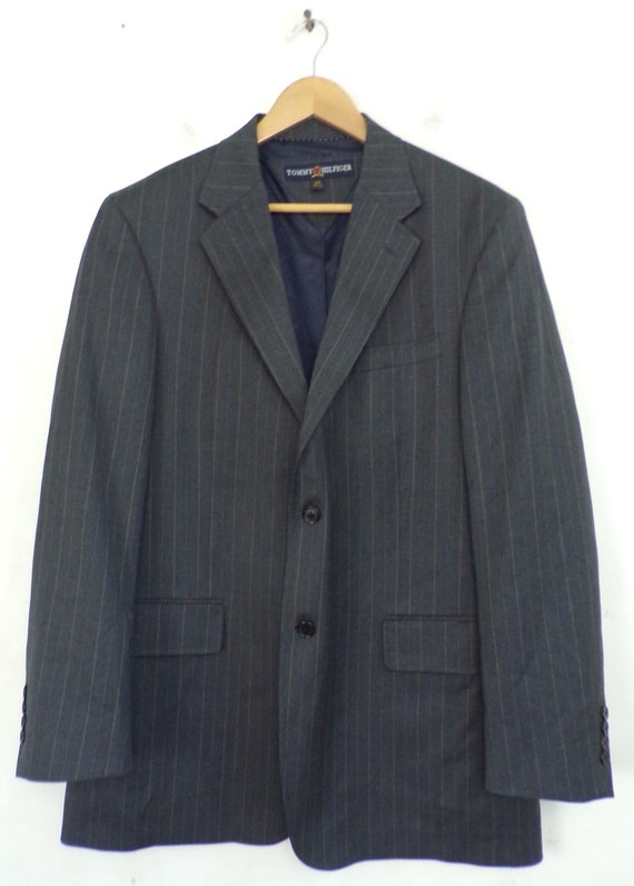 Vintage Mens Tommy Hilfiger Blazer, Gray Pinstrip… - image 3