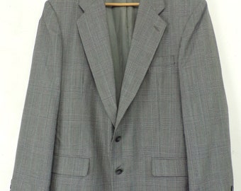 Vintage Mens Plaid Blazer, Gray & Black 90s  Mens Size 42L Sport Coat, Sport Coat, Classic Blazer, Formal Sport Coat,Gray Plaid,Red Stripes