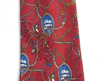 Vintage Nautical Boat Tie, Nautical Chains Print Necktie, Sailing Boat Boating Tie, Nautical Themed Tie, Novelty Boat Tie