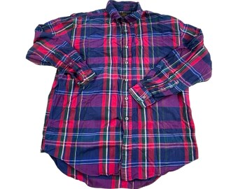 Vintage Eddie Bauer Plaid Shirt Mens Size XL | Red, Blue, Green Cotton