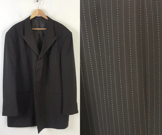 90s Brown & White Pinstriped Mens Sport Coat Mens