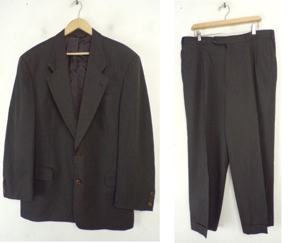 Vintage Hugo Boss Hunter Green Plaid Suit Mens 44R