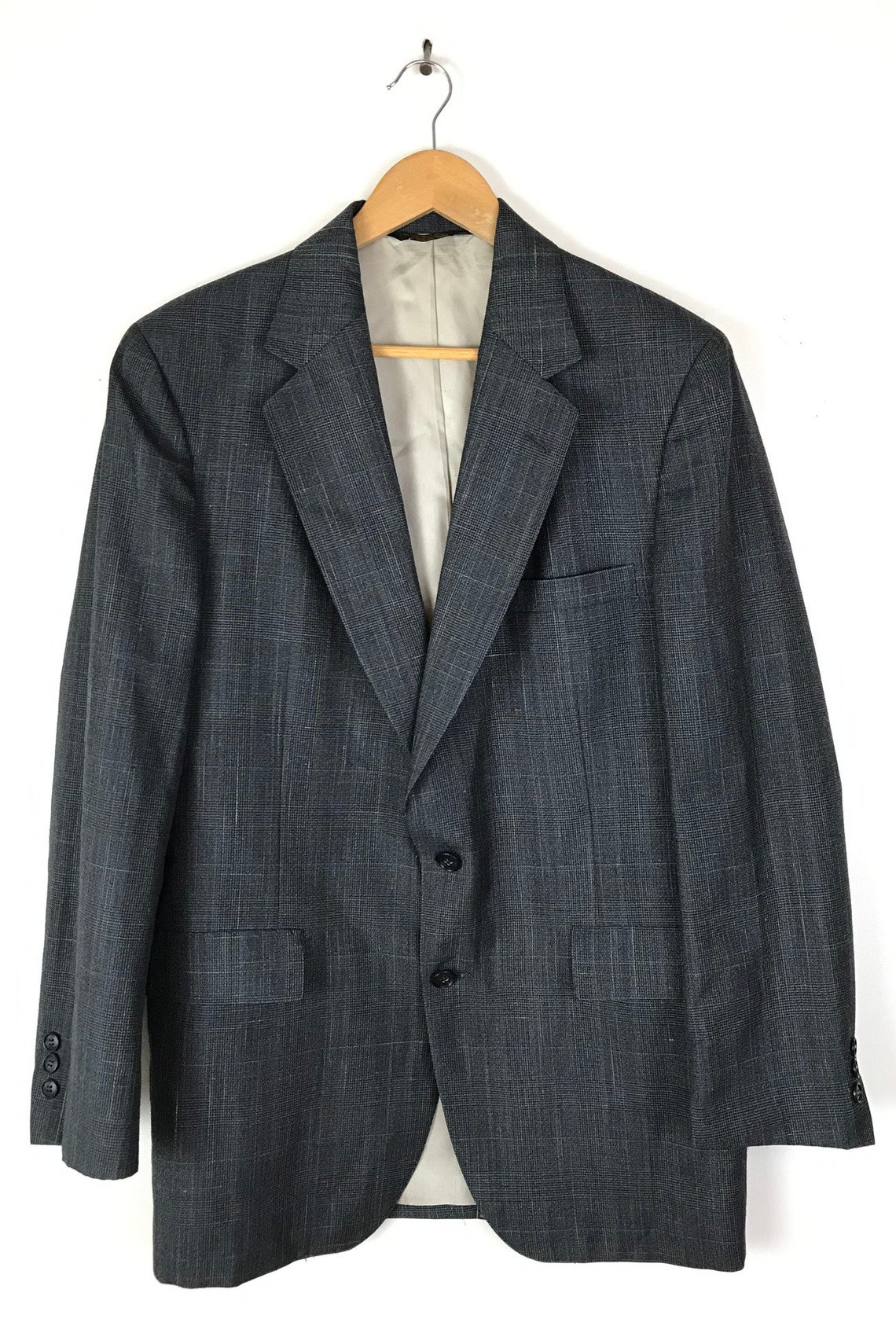 Vintage Dark Gray Plaid Sport Coat Mens Size 42L 80s Classic - Etsy