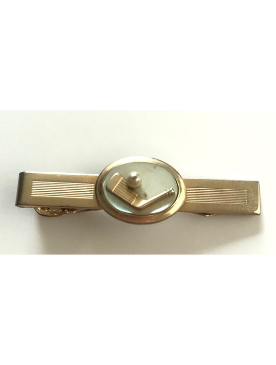 Vintage Gold Golf Club & Ball Tie Clip, Golf Tie … - image 1