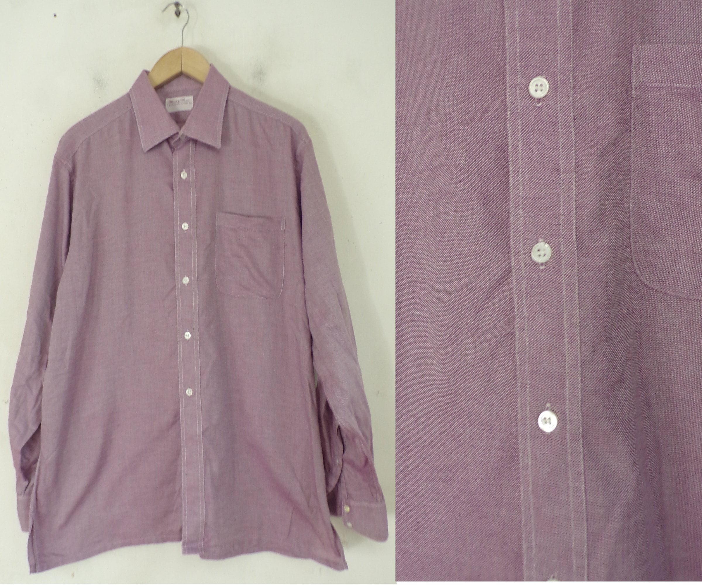 Vintage Mens Purple Dress Shirt Size 