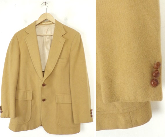 80s Tan Wool Sport Coat Mens Size 38, Tan Sport Co