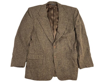 Vintage Brown Tweed Sport Coat Mens Size 40, 1980s Brown