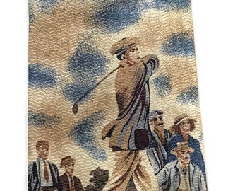 Corbata de golf vintage antigua, corbata de golf, corbata con paisaje de golf, corbata de salida de golf, corbata de la vieja escuela, corbata original, regalo del Día del Padre, golfista