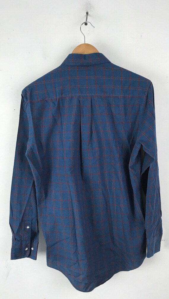 Vintage London Fog Blue Red & Orange Plaid Shirt … - image 5