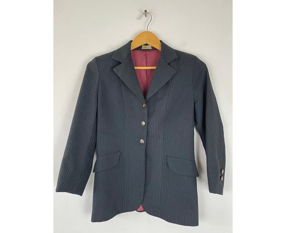 Vintage Black Pinstriped Riding Jacket Boy Size 10