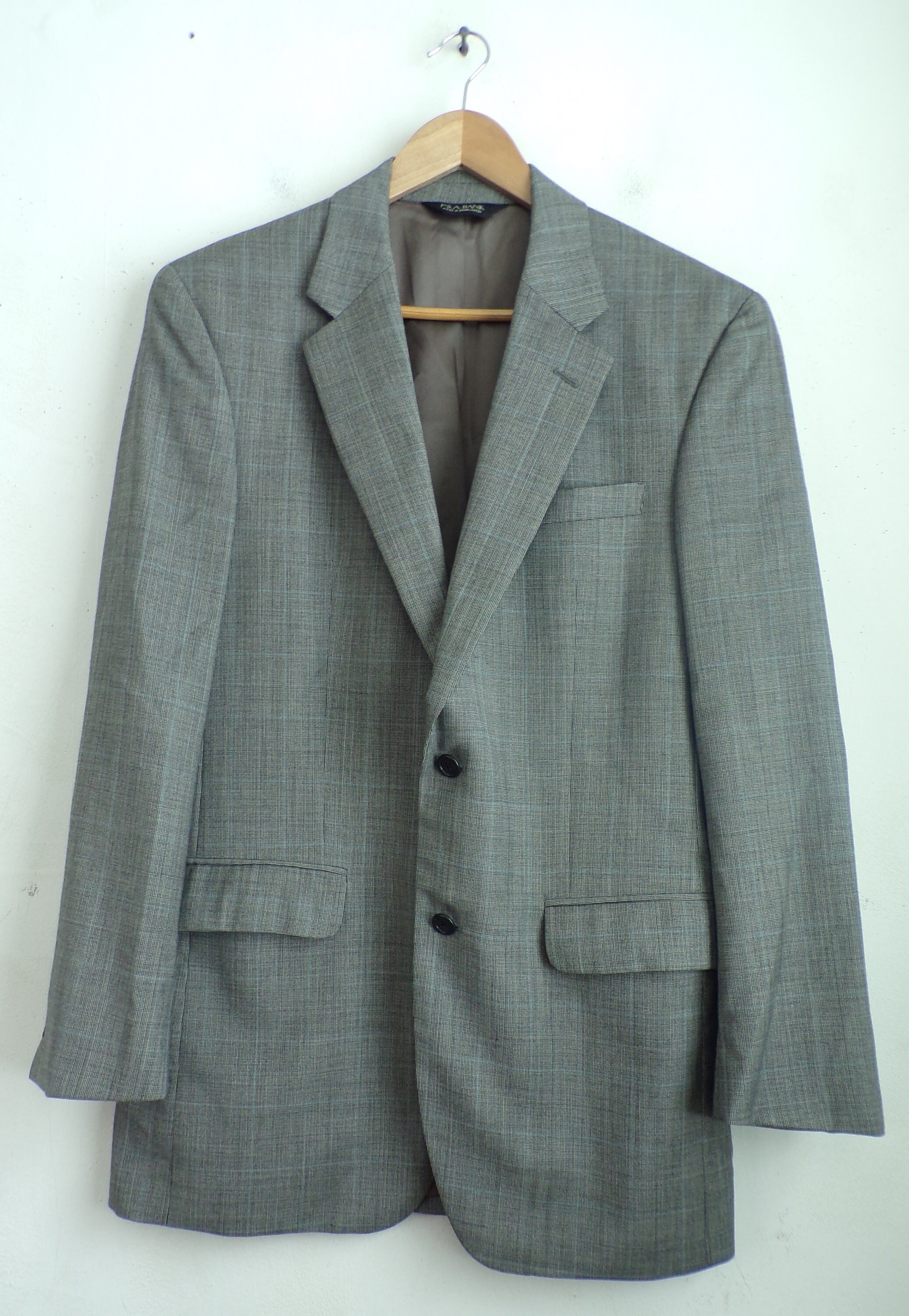 Vintage Mens Plaid Suit 90s Jos A Bank Gray & Light Blue - Etsy