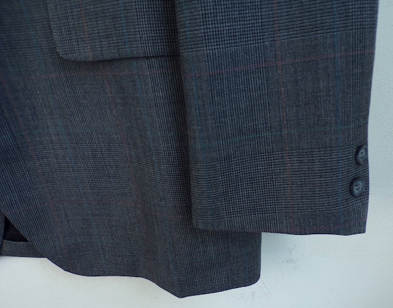 Vintage Mens Plaid Blazer, 1980s Jos A Bank Gray … - image 5