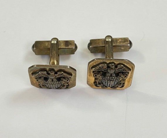 Vintage Gold Eagle Cuff Links, Eagle Shield Mens … - image 3