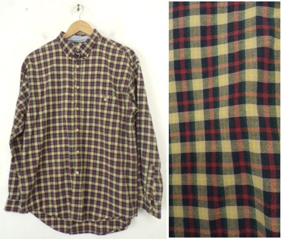 Vintage Mens Plaid Shirt, Bugle Boy Shirt Size La… - image 1