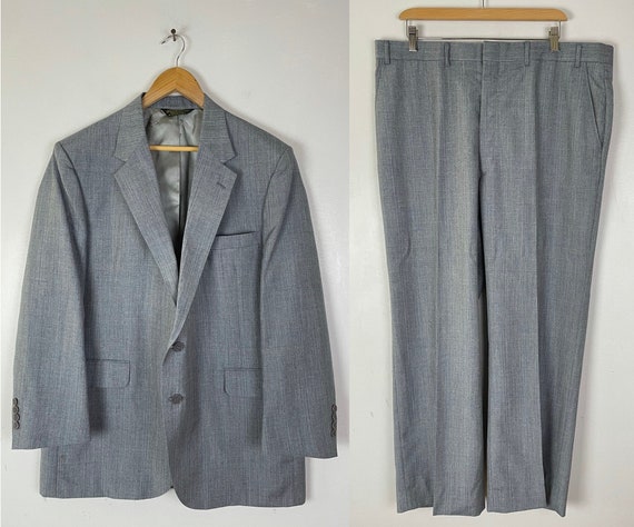 Vintage Mens Plaid Suit,1980s Gray Plaid Two Piec… - image 1