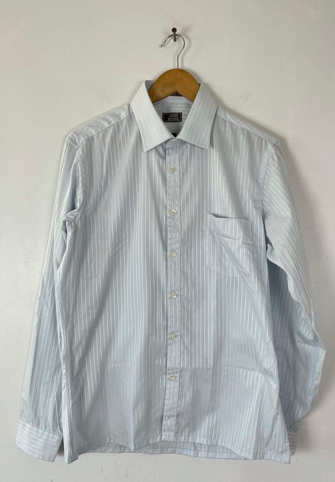 Vintage Silver Striped Dress Shirt Mens Size 16 34/35 Large Etsy