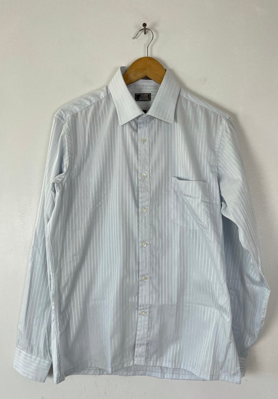 Vintage Silver Striped Dress Shirt Mens Size 16 3… - image 2