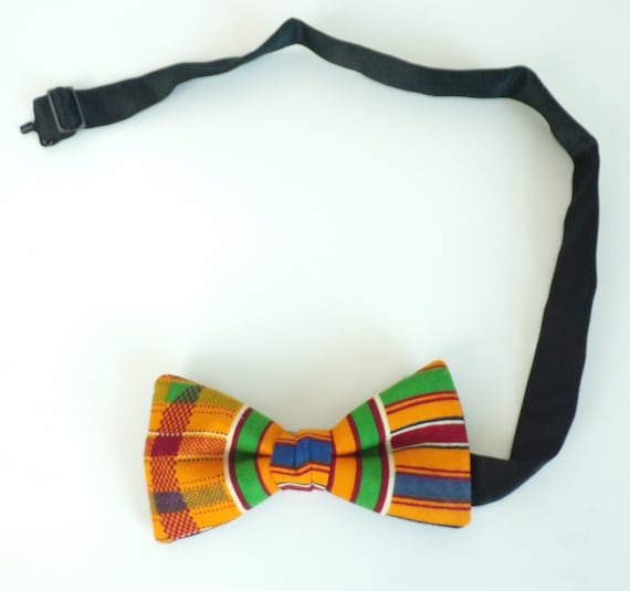 Vintage Mens Colorful Bowtie, Yellow Blue Green Re