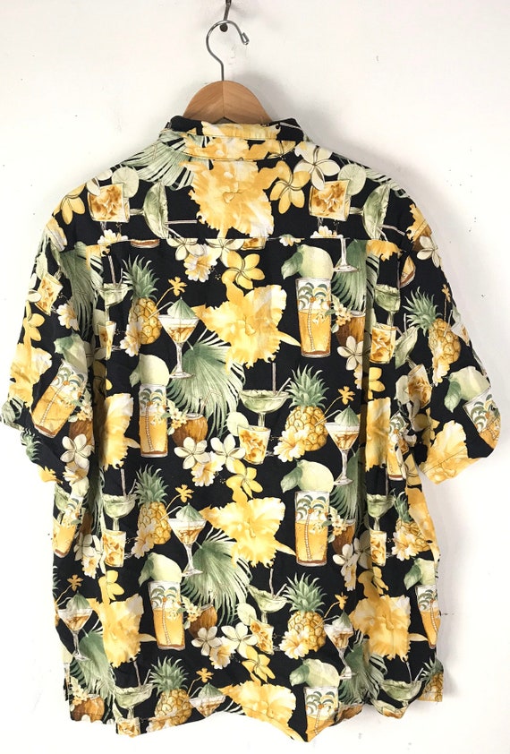 90s Pineapple Drinks Floral Hawaiian Shirt Mens X… - image 5