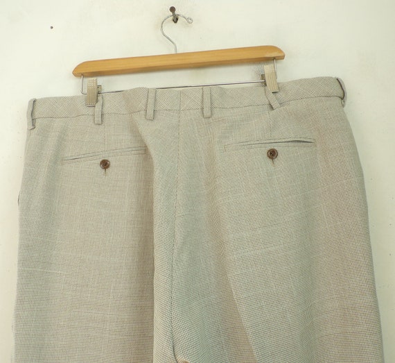 Vintage Mens Check Pants, Brown & Cream Micro Che… - image 6