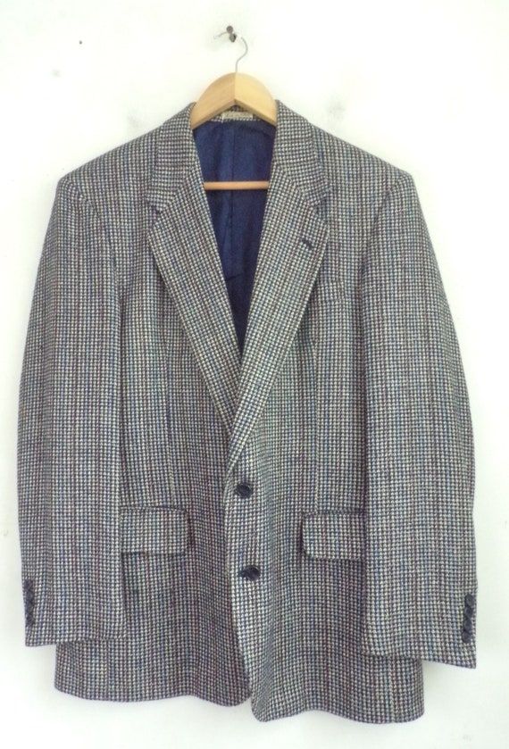 Vintage Mens Check Sport Coat, Blue & White  Mens… - image 2