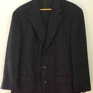 Vintage Mens Blue Plaid Blazer, 90s Claiborne Blue & White Plaid Sport Coat Mens Size 40, Window Pane Plaid Blazer, Preppy Plaid Blazer
