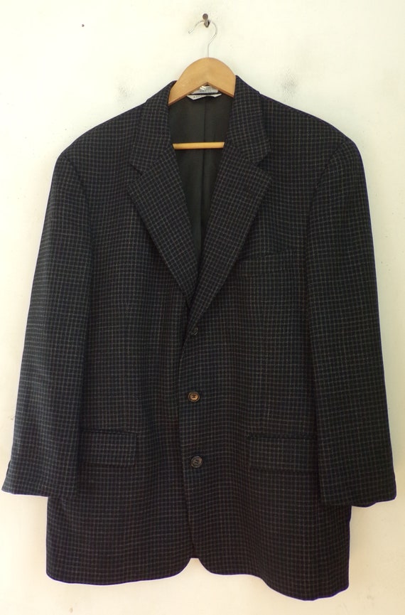 Vintage Mens Blue Plaid Blazer, 90s Claiborne Blu… - image 2