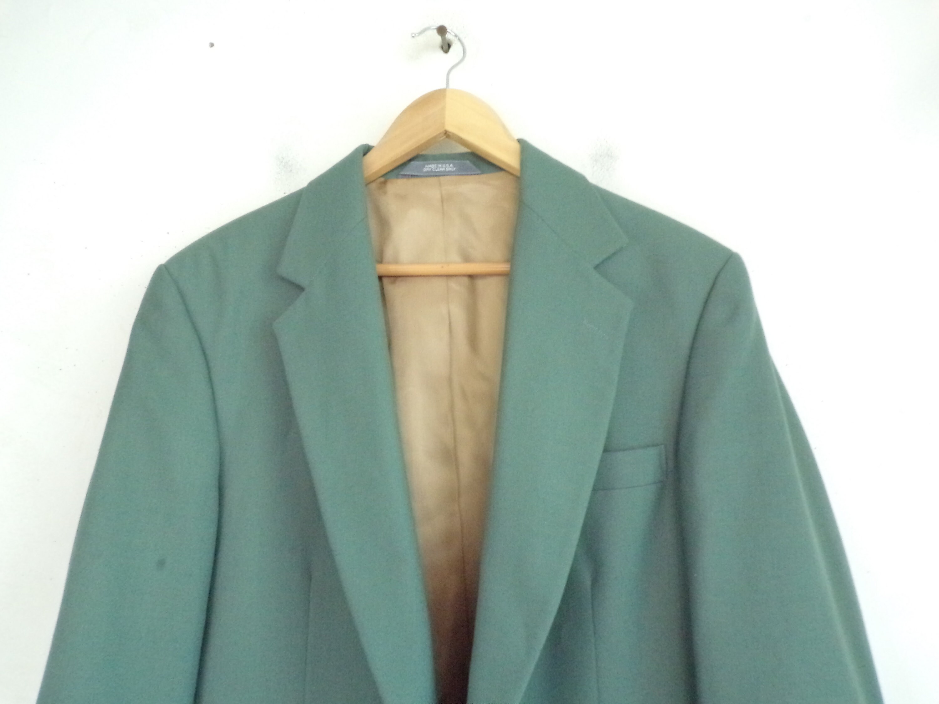 Vintage Mens Green Sport Coat, 1990s Blazer With Gold Buttons Size 42