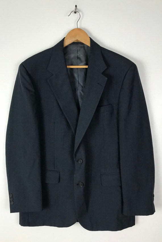 Vintage Dark Blue Pinstriped Blazer Mens Size 40,… - image 2