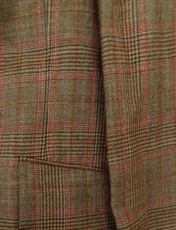 Vintage Mens Plaid Blazer,1980s Brown & Red Plaid… - image 5