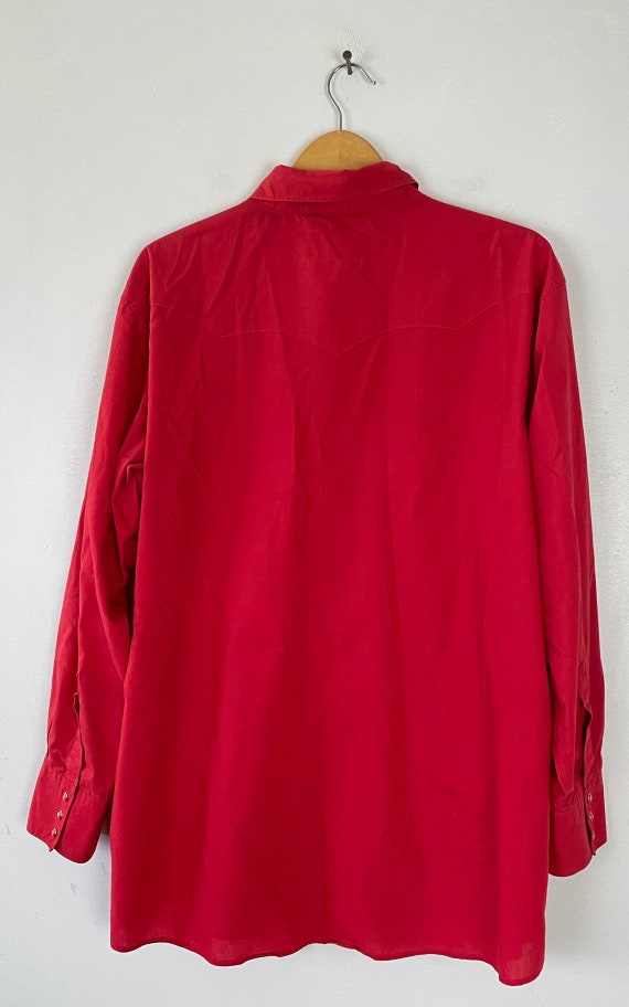 Vintage Red Western Shirt Mens Size XXL, 90s Red … - image 5