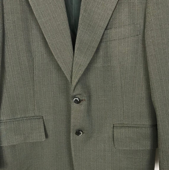 70s Green & Gray Print Sport Coat Mens Size 40S, … - image 4