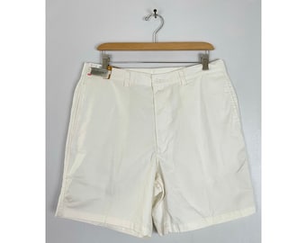 Vintage White Shorts Mens Size 35 Waist, 90s New Old Stock Classic White Shorts, White Summer Mens Shorts