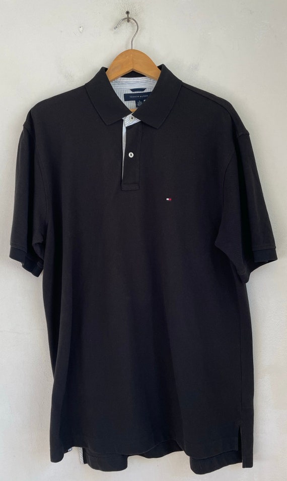 Vintage Men's Tommy Hilfiger Polo, Black Polo Shi… - image 2