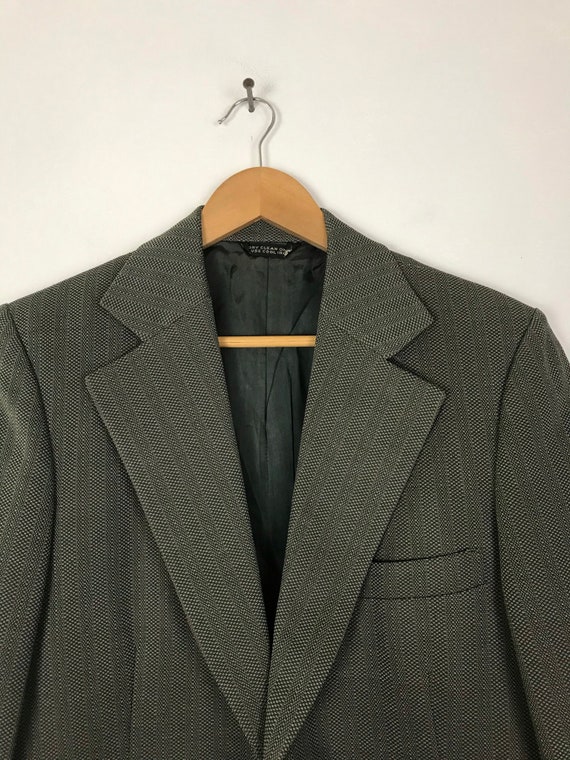 70s Green & Gray Print Sport Coat Mens Size 40S, … - image 3