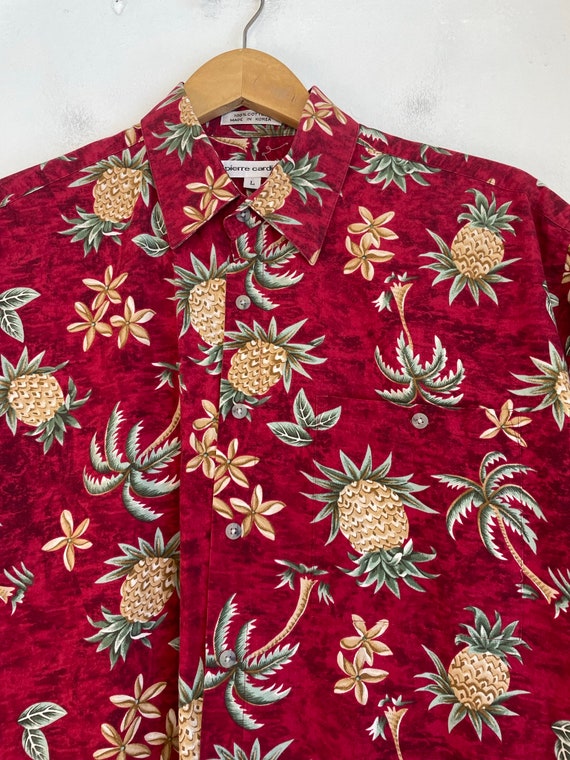 Vintage Pierre Cardin Red Pineapple Hawaiian Shir… - image 3