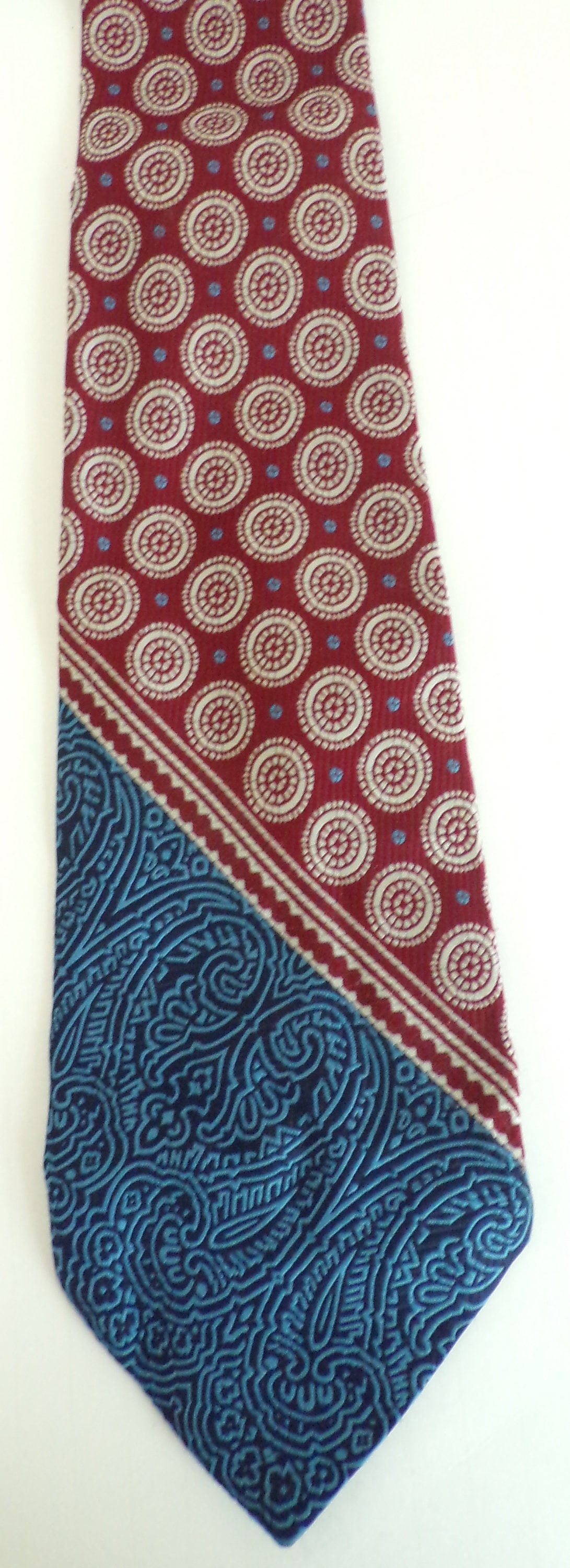 70s Red & Blue Abstract Print Wide Tie Red Blue Print Tie - Etsy