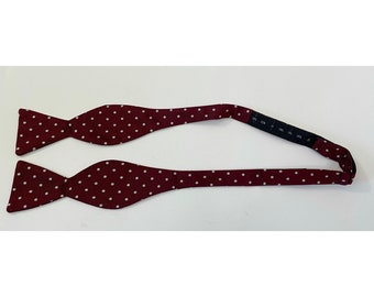 Vintage Red & White Polka Dot Bow Tie, Dark Red Silk Adjustable Bow Tie, Preppy Polka Dot Bow Tie, Formal Event Wedding Groomsman