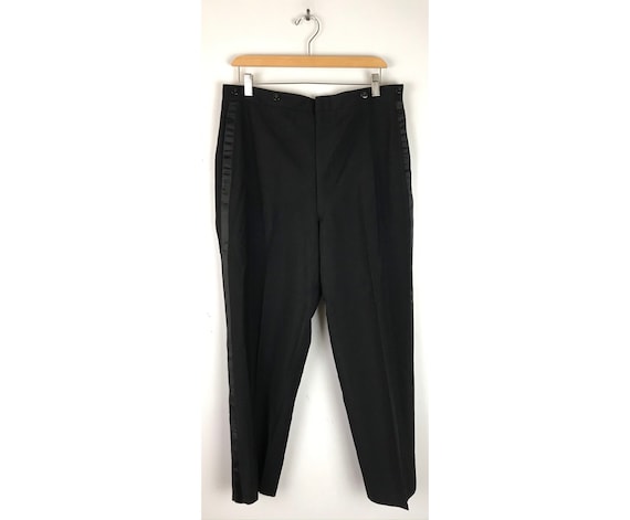 Vintage Black Tuxedo Pants Mens Size 34 Waist, Sat