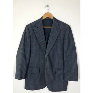 70s Blue Zigzag Print Sport Coat Mens Size 42S, Vintage Peak Lapel Formal Event Wedding Blazer, 1970s Blue Retro Funky Print Blazer