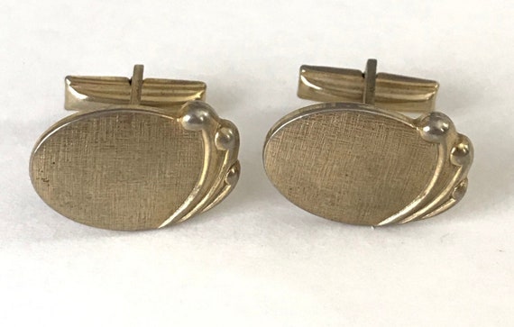 Vintage Gold Oval Swirl Cuff Links, Formal Event … - image 1
