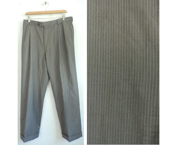 Vintage Brown Pinstriped Dress Pants Mens Size 38,