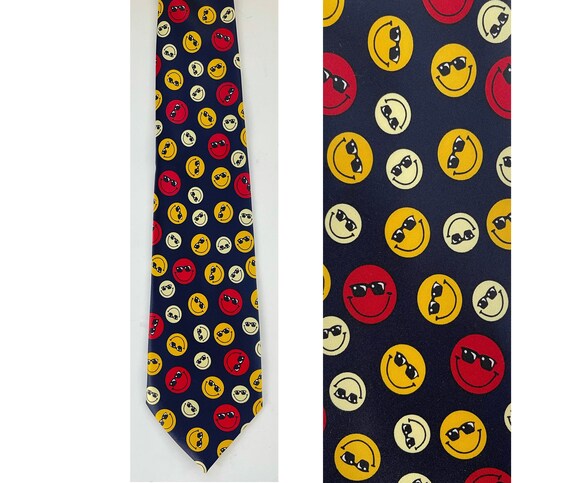 vintage smiley smile face tie mens tie