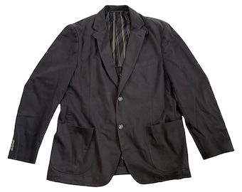 Vintage Black Cotton Blazer Mens Size 42R, Lightweight Cotton Summer Mens Jacket, Business Casual Formal Event Black Blazer